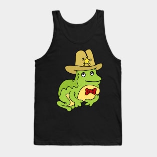 cute green frog with a cowboy hat. Tank Top